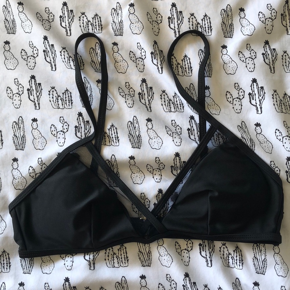 **Polka Dot Mesh Bikini Top**